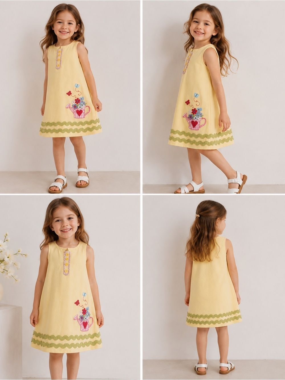 Hartstrings Cotton Yellow Toddler Girls Dress Size 4T see description